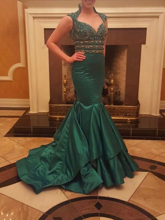 Mac Duggal Dresses & Skirts - Mac Duggal Size 2 High Neck Mermaid Emerald Green Evening Gown - Worn Once